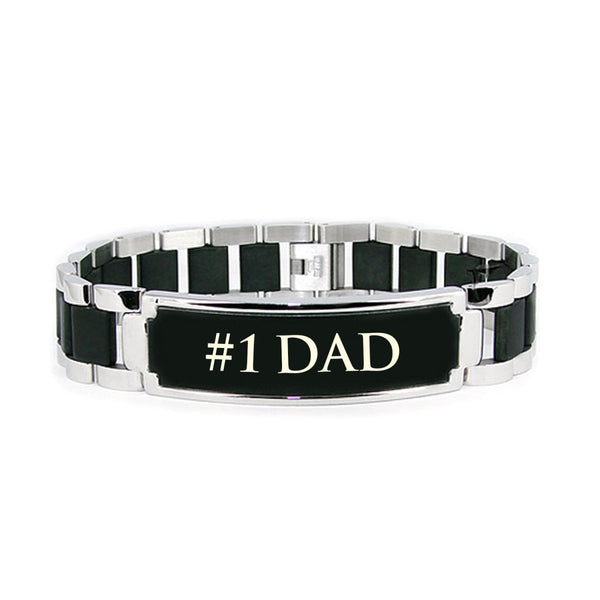 Stainless Steel 8.5-inch #1 Dad Bracelet