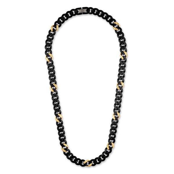 Titan by Adrian Gonzalez Collection 22-inch 10MM Black and Yellow Stainless Steel Curb Chain