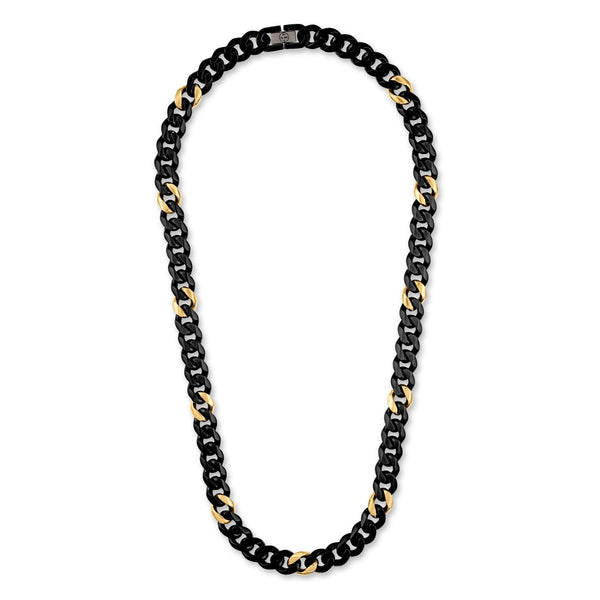 Titán by Adrian Gonzalez Collection 22-inch 10MM Black and Yellow Stainless Steel Curb Chain