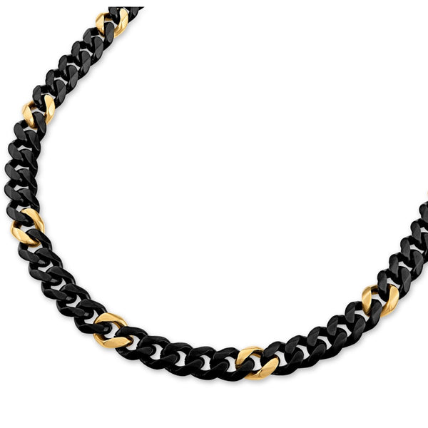 Titan by Adrian Gonzalez Collection 22-inch 10MM Black and Yellow Stainless Steel Curb Chain