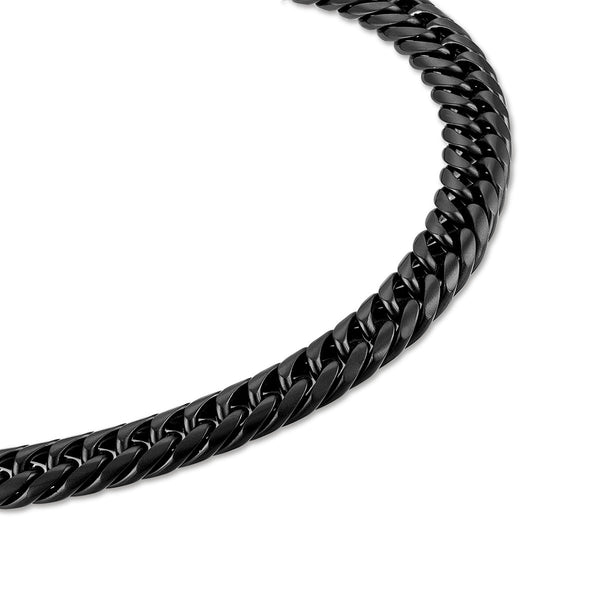 King by Simone I Smith 24-inch 11MM Curb Link Chain in Black Stainless Steel