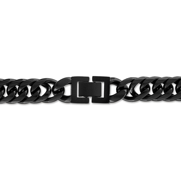 King by Simone I Smith 24-inch 11MM Curb Link Chain in Black Stainless Steel