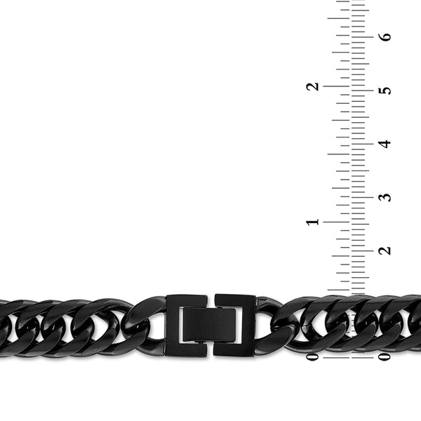 King by Simone I Smith 24-inch 11MM Curb Link Chain in Black Stainless Steel