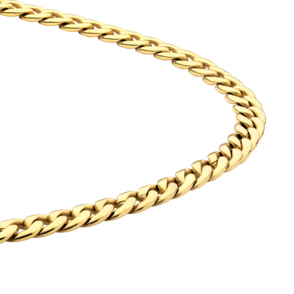 Inox 18KT Gold IP Titanium 24-inch 7.4MM Curb Chain
