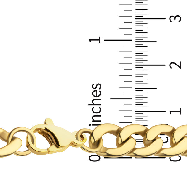 Inox 18KT Gold IP Titanium 24-inch 7.4MM Curb Chain
