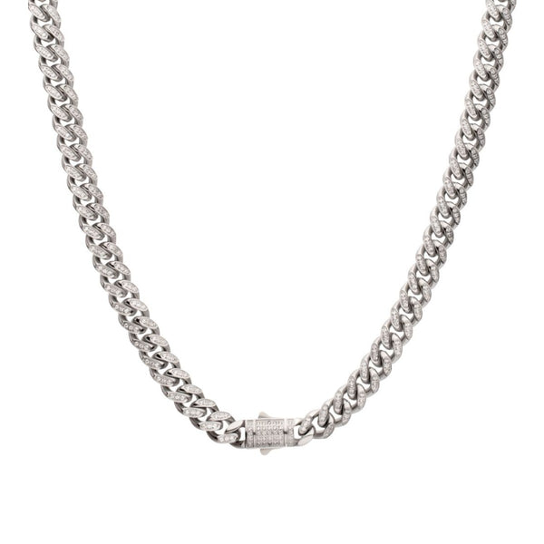 Inox 22-inch Stainless Steel Curb Chain with Cubic Zirconia