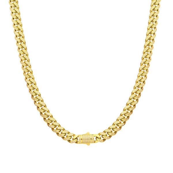 Inox 22-inch 18KT IP Stainless Steel Curb Chain with Cubic Zirconia