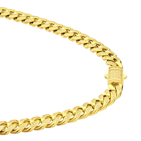 Inox 22-inch 18KT IP Stainless Steel Curb Chain with Cubic Zirconia