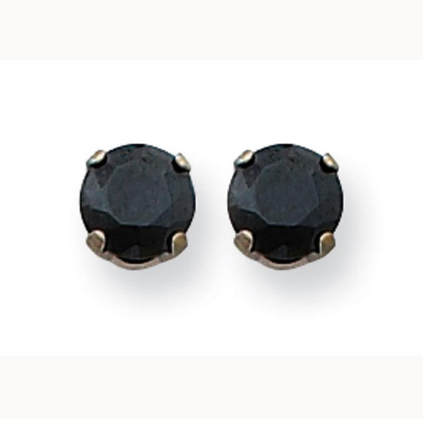 Black Cubic Zirconia Stud Earrings in 925 Silver