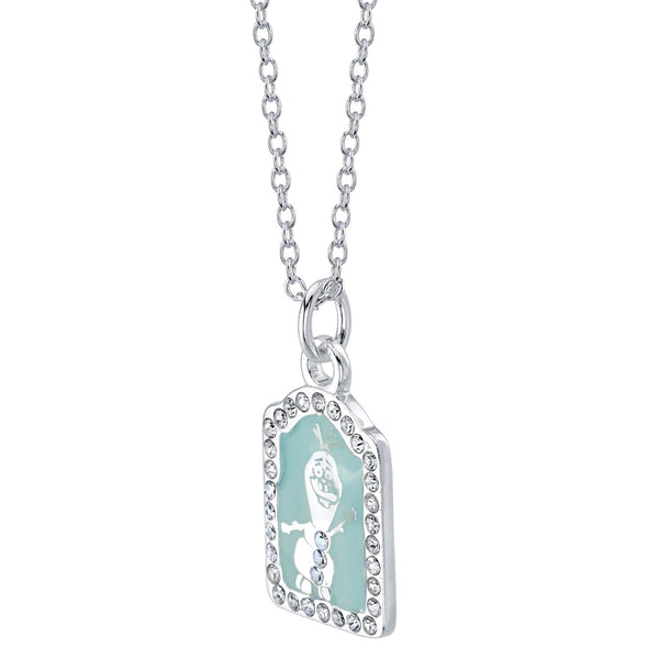 Disney Sterling Silver and Crystal 18-inch Frozen-2 Olaf Pendant