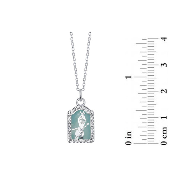 Disney Sterling Silver and Crystal 18-inch Frozen-2 Olaf Pendant