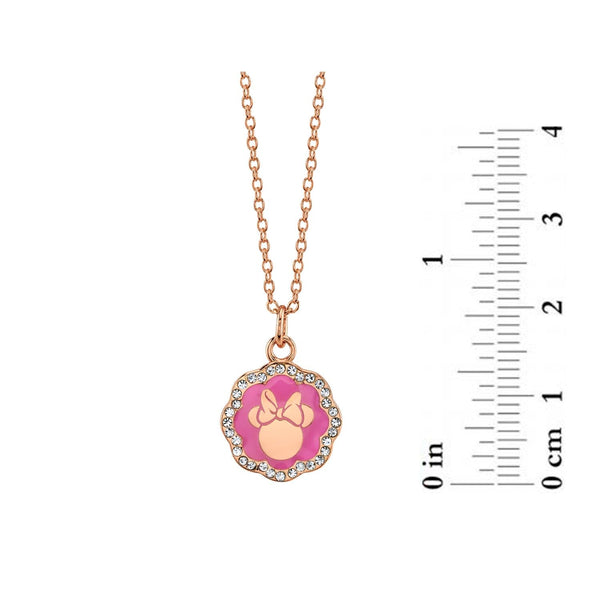 Disney Rose Gold Plated Sterling Silver and Crystal 18-inch Minnie Mouse Pendant