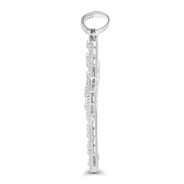 Luxe Layers Sterling Silver Cubic Zirconia 83X40MM Cross Pendant. Chain Not Included