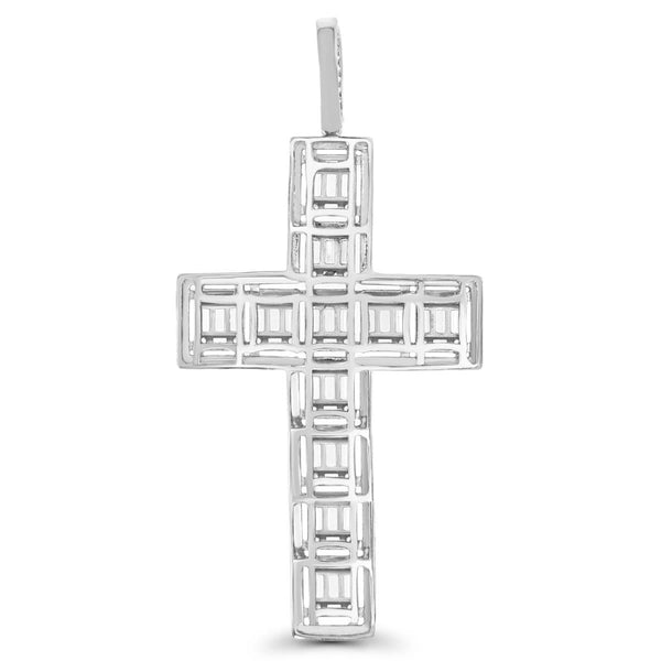 Luxe Layers Sterling Silver Cubic Zirconia 83X40MM Cross Pendant. Chain Not Included