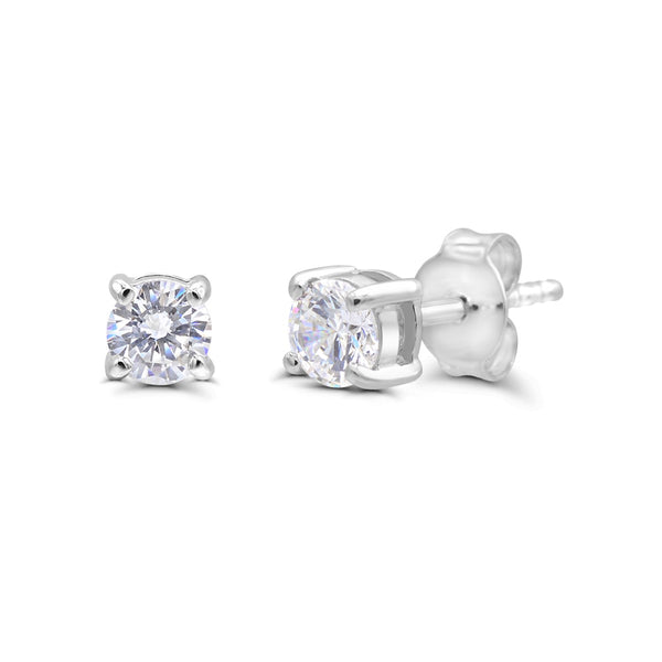 Clear Cubic Zirconia Stud Earrings in 925 Silver