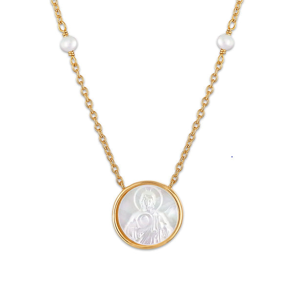 White Mother of Pearl Necklace in 925 Silver