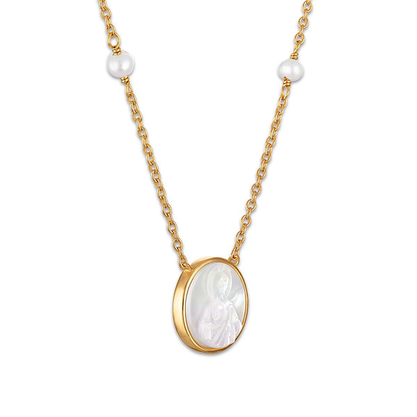 White Mother of Pearl Necklace in 925 Silver