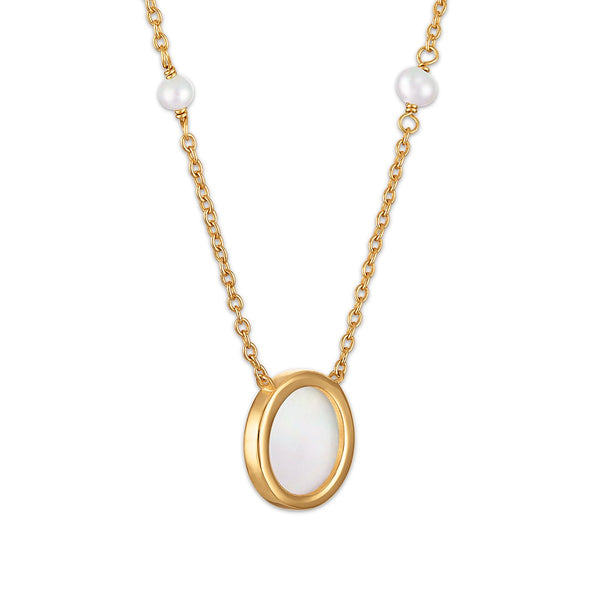 White Mother of Pearl Necklace in 925 Silver
