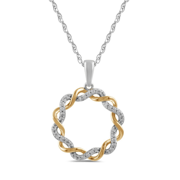 Two-Tone Sterling Silver and Cubic Zirconia Circle of Life Pendant