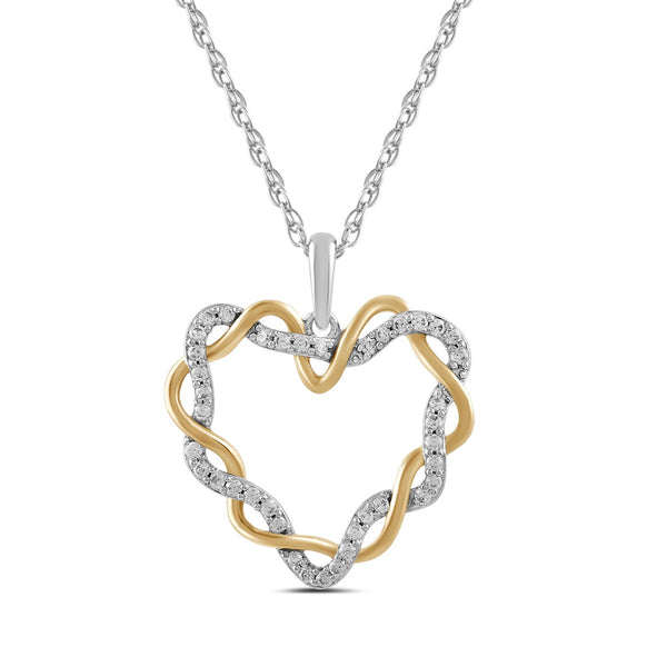 Two-Tone Sterling Silver and Cubic Zirconia Heart Pendant