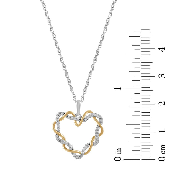 Two-Tone Sterling Silver and Cubic Zirconia Heart Pendant