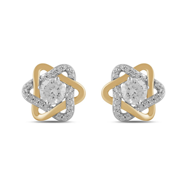 Two-Tone Sterling Silver and Cubic Zirconia Love Knot Earrings