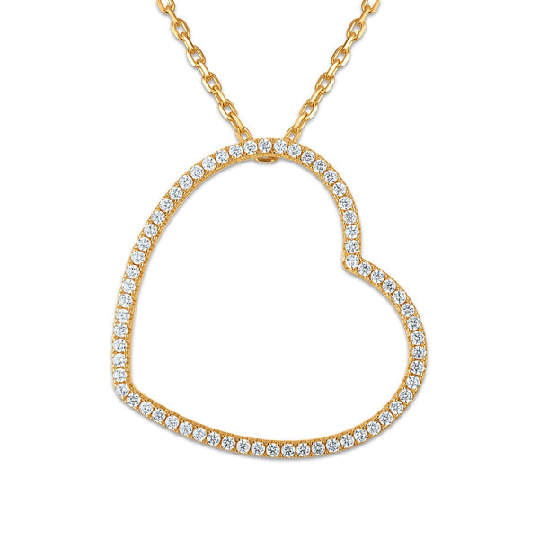 White Crystal Heart Pendant in 925 Silver