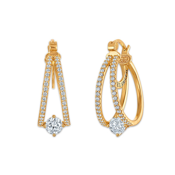 White Cubic Zirconia Hoop Earrings in 925 Silver