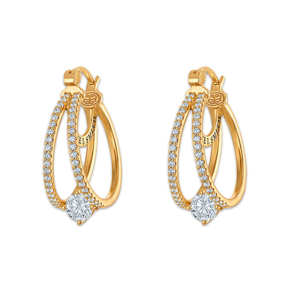 White Cubic Zirconia Hoop Earrings in 925 Silver