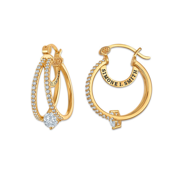 White Cubic Zirconia Hoop Earrings in 925 Silver