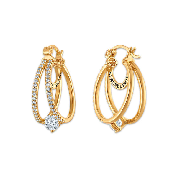White Cubic Zirconia Hoop Earrings in 925 Silver