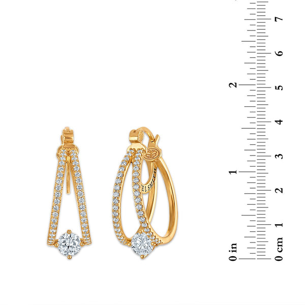 White Cubic Zirconia Hoop Earrings in 925 Silver