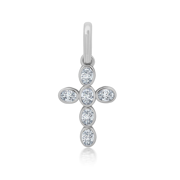 Crislu Platinum Plated Sterling Silver and Cubic Zirconia Cross Charm