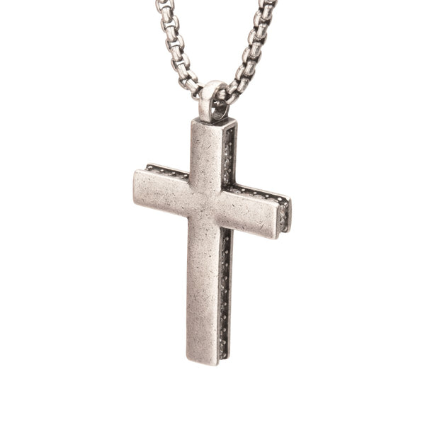 Sterling Silver 22-inch Cross Pendant with Cubic Zirconia