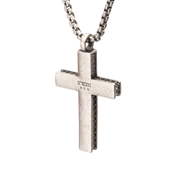 Sterling Silver 22-inch Cross Pendant with Cubic Zirconia