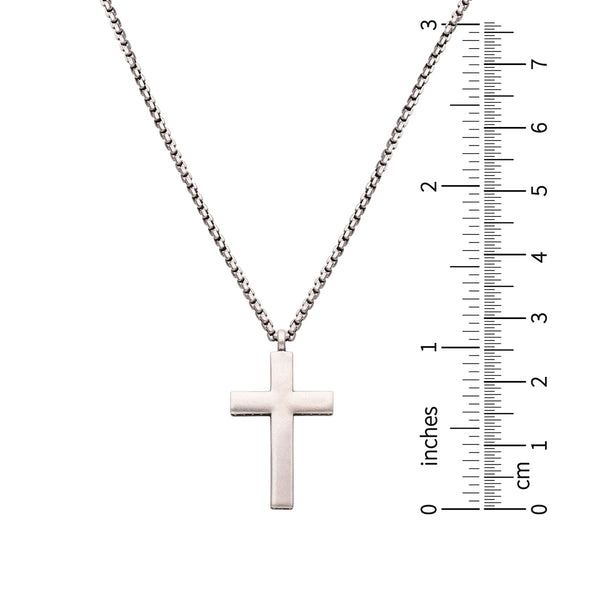 Sterling Silver 22-inch Cross Pendant with Cubic Zirconia