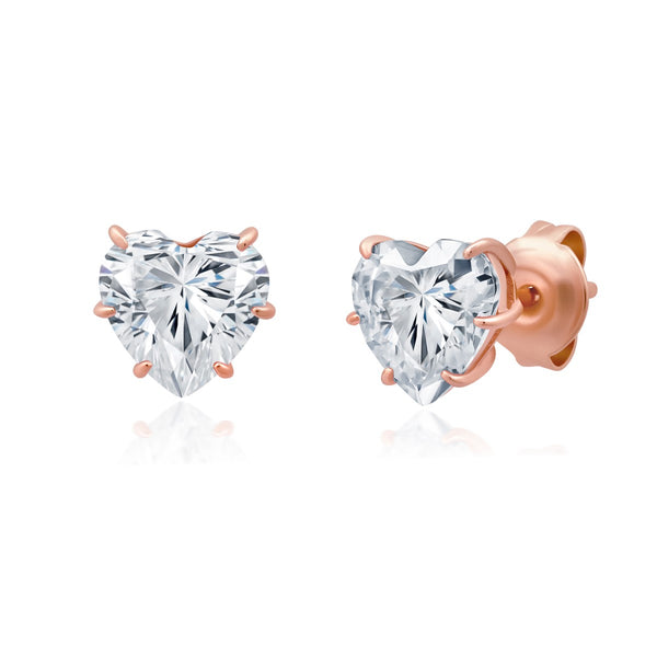 White Cubic Zirconia Heart Earrings in 925 Silver