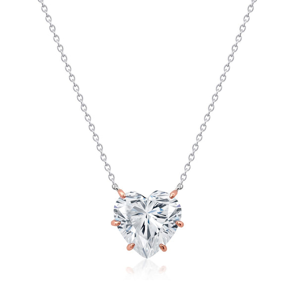 White Cubic Zirconia Heart Necklace in 925 Silver