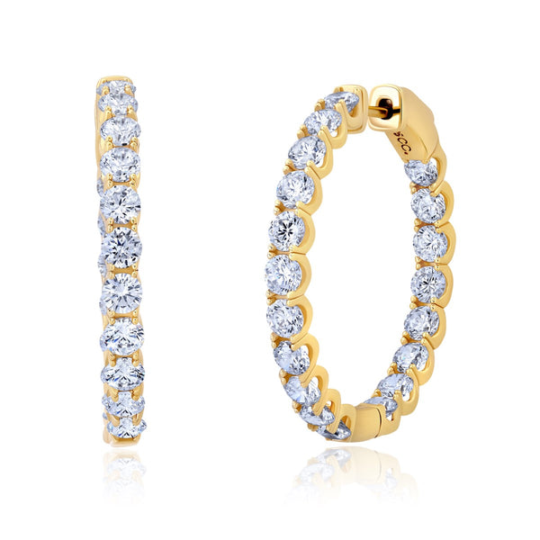 Clear Cubic Zirconia Hoop Earrings in 925 Silver