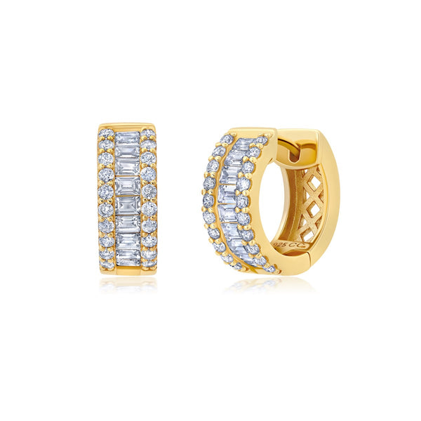 White Cubic Zirconia Hoop Earrings in 925 Silver