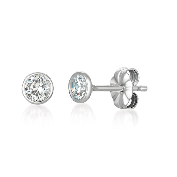 Clear Cubic Zirconia Stud Earrings in 925 Silver