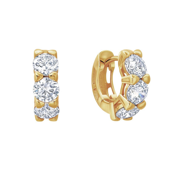 Crislu 18KT Yellow Gold Plated Sterling Silver Cubic Zirconia Huggie Earrings