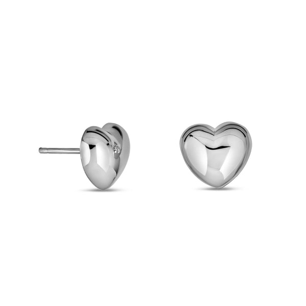Sterling Silver Puffed Heart Earrings