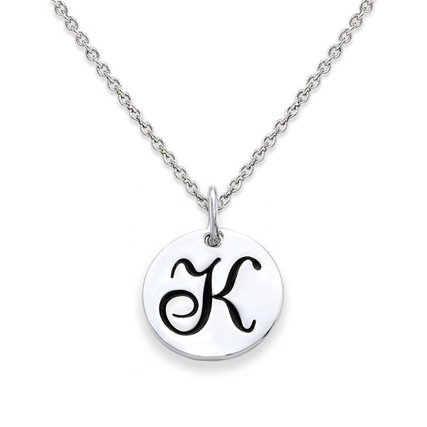 Sterling Silver 18-inch Initial K Pendant