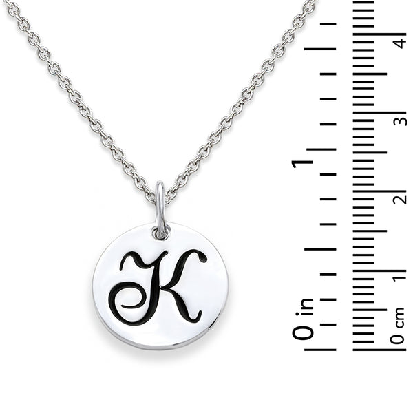 Sterling Silver 18-inch Initial K Pendant