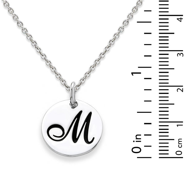 Sterling Silver 18-inch Initial M Pendant