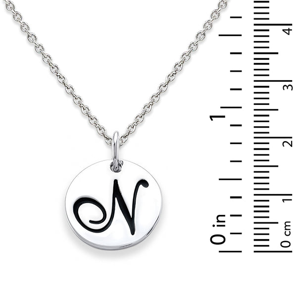 Sterling Silver 18-inch Initial N Pendant