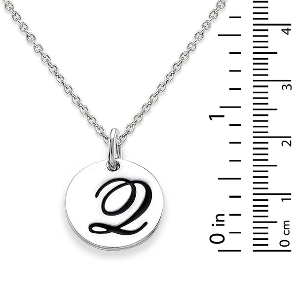 Sterling Silver 18-inch Initial Q Pendant