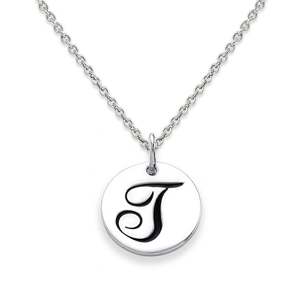 Sterling Silver 18-inch Initial T Pendant