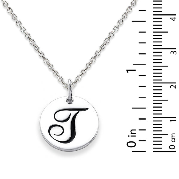 Sterling Silver 18-inch Initial T Pendant